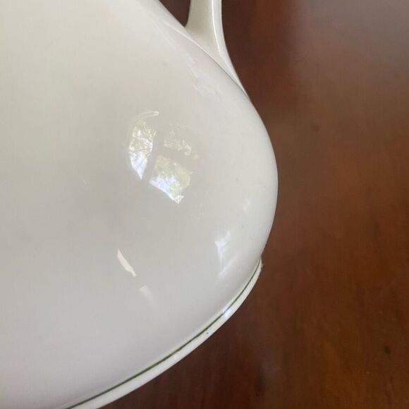 Vintage Albert Pick Co. Vitrified Cream Pitcher or Vase with Green Trim - Picture 12 of 12